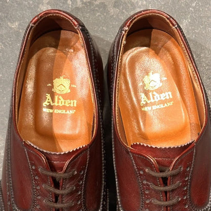 オールデン 929 フルブローグ ガラスレザー バーガンディ サイズUS8C ALDEN ビジネスシューズ 約26.0cm【LA】【中古】