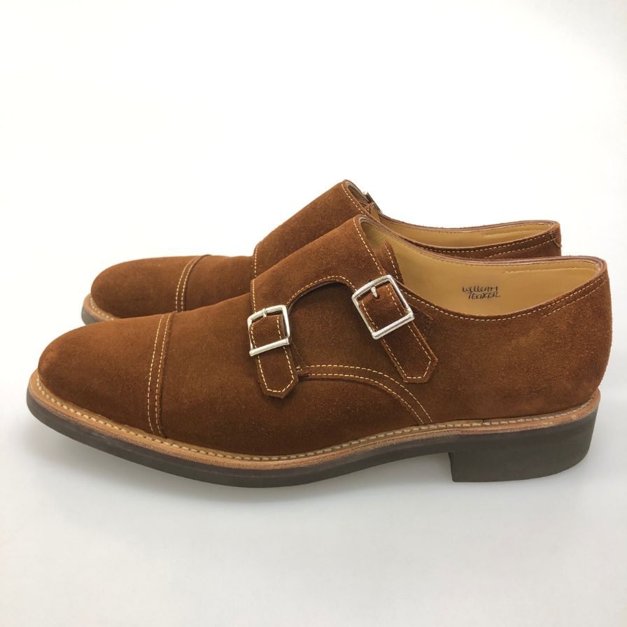ジョンロブ レザーシューズ ダブルモンク ウィリアム スエード ブラウン メンズ サイズUK7E 9795ラスト JOHN LOBB William スエードシューズ 約25.5cm【LA】【中古】