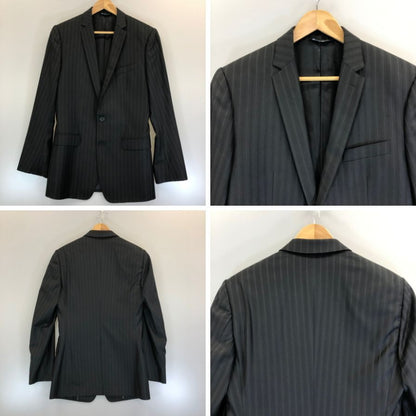 ドルチェ＆ガッバーナ MARTINI 2B ジャケット スーツ ダークストライプ メンズ サイズ46 ブラック DOLCE&GABBANA【AFA1】