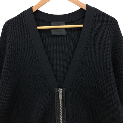 極美品◆ジバンシー フロントジップ ロゴ ニット カーディガン レディース ウール×カシミア サイズS ブラック GIVENCHY 【AFB24】