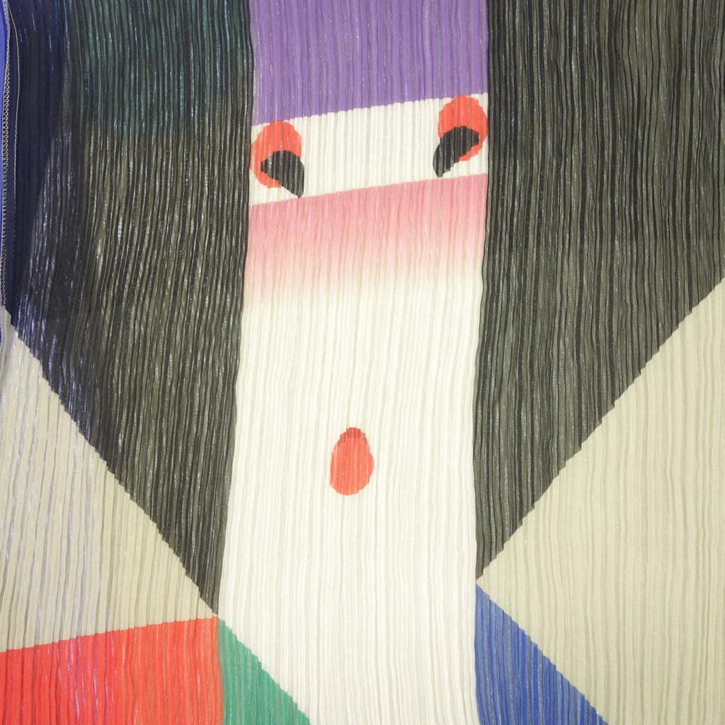 Like new ◆ Pleats Please Ikko Tanaka Large Stole Kabuki Pattern Multicolor PP62-AD381 PLEATS PLEASE IKKO TANAKA [AFI23] 