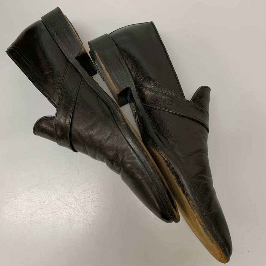 グッチ スリッポン GGストラップ プレーントゥ 09106 カーフ メンズ ブラック サイズ39.5E GUCCI 約25.0cm【AFD2】