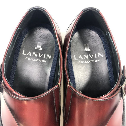 ランバン コレクション ビジネスシューズ シングルモンク カーフレザー メンズ サイズ24.5 バーガンディ×ブラック LANVIN 約24.5cm【AFC33】