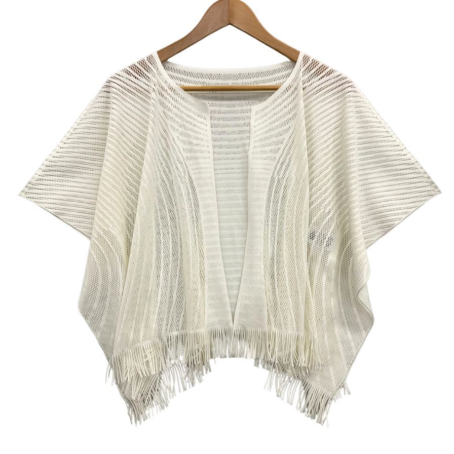 極美品◆プリーツプリーズ イッセイミヤケ メッシュ カーディガン  PP72LO952 レディースサイズ3 ホワイト PLEATS PLEASE ISSEY MIYAKE 【AFB41】