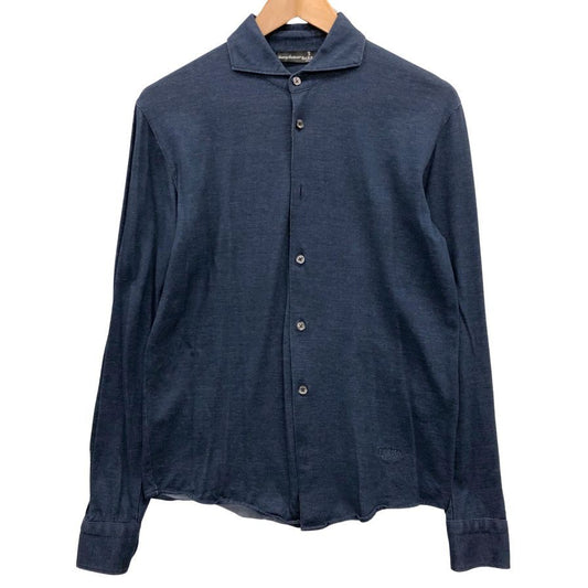 美品◆バルバ カッタウェイシャツ ネイビー メンズ サイズ46 BARBA 【AFB21】