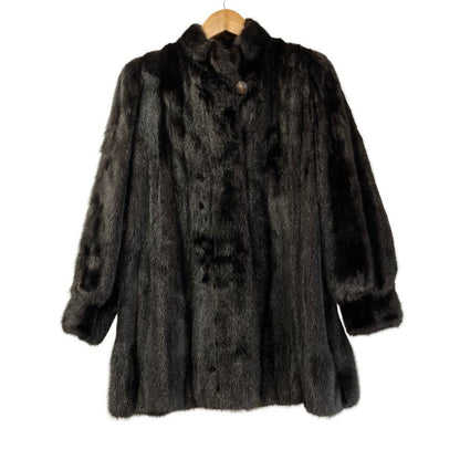 中古◆ドナルド ブルックス ミンクコート サイズ13号 ブラック系 レディース 毛皮 ファーコート アウター DONALD BROOKS 【AFA19】