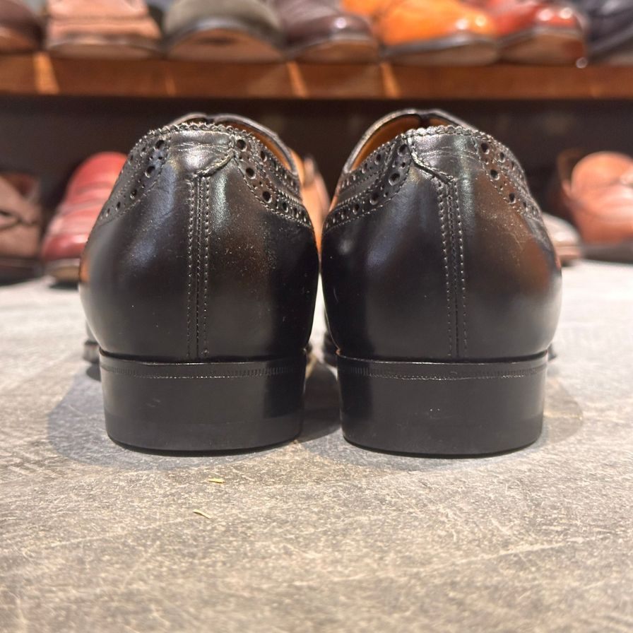 エンツォボナフェ セミブローグ カーフ ブラック サイズUK5.5 Enzo Bonafe ビジネスシューズ 約24.0cm【LA】【中古】