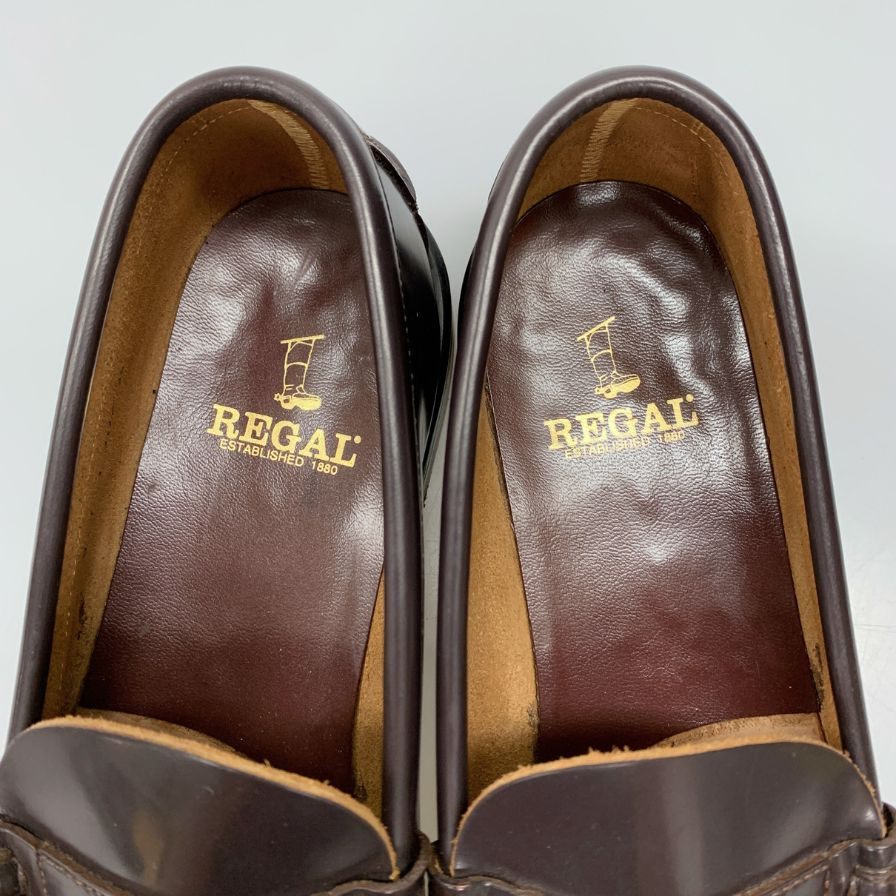 ❮新品未使用❯REGALブラウンレザー コインローファー⁄Y065 オークション】未使用 日本製 通気性よい リーガル REGAL