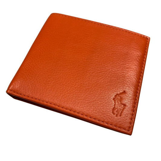 ポロ ラルフローレン レザー 二つ折り 財布 ロゴエンボス オレンジ POLO RALPH LAUREN【AFI4】
