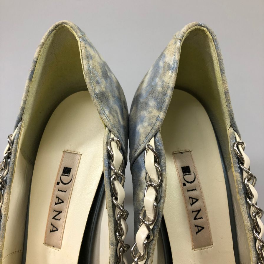 ダイアナ ヒールパンプス チェーン 総柄 レディース サイズ22㎝ DIANA 約22.0cm【AFC49】