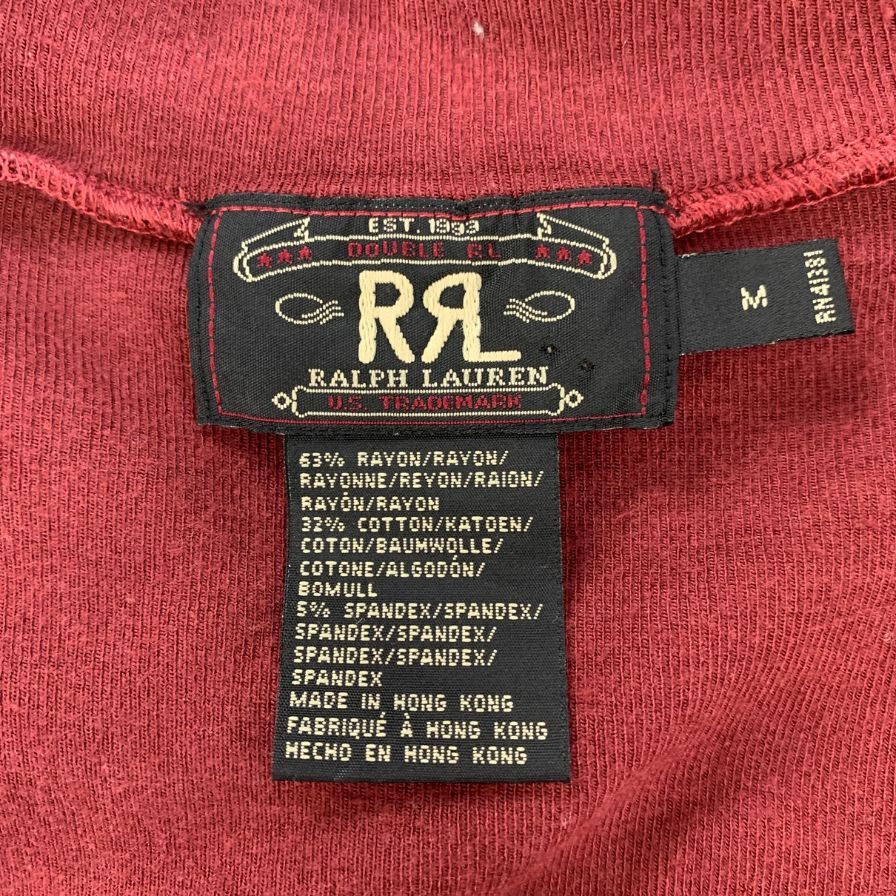 美品◆ダブルアールエル ラルフローレン 90S 三ツ星タグ モックネックニット レッド サイズM RRL RALPH LAUREN 【AFB52】