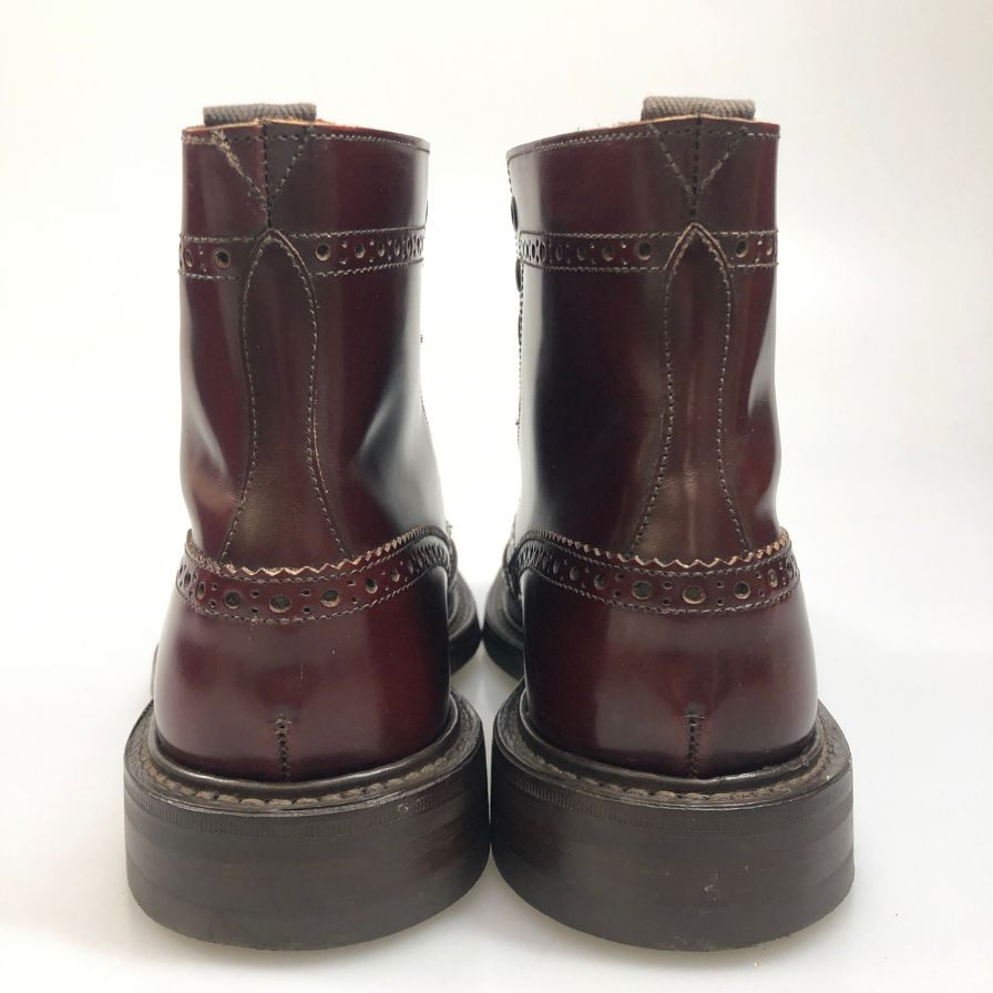 トリッカーズ カントリーブーツ モールトン ウイングチップ 939853 M2508 ボルドー メンズ UK7ハーフ-5 Tricker’ｓ ブーツ 約25.5cm【LA】【中古】