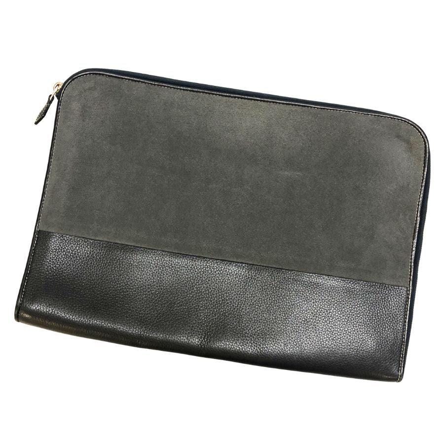 シセイ レザーケース タブレットケース ドキュメントケース スエード×レザー コンビ メンズ グレー Cisei FIRENZE【AFE3】【中古】