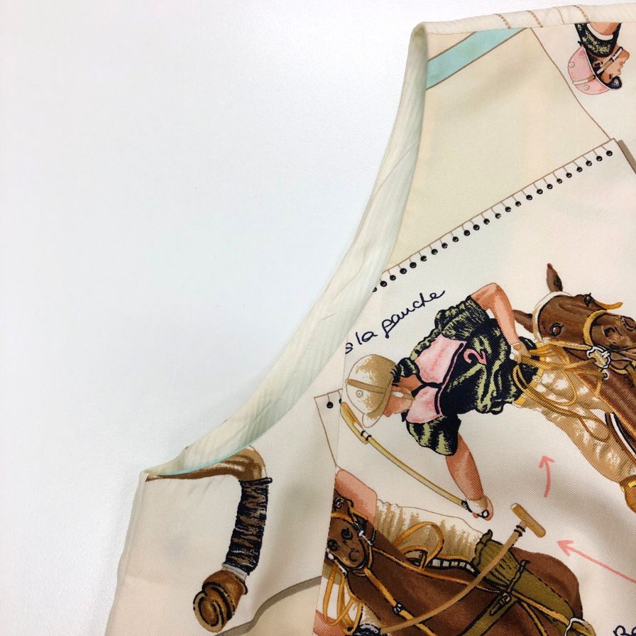 中古◆エルメス ベスト スカーフ 総柄 ジレ デザイン マルジェラ期 90s 90年代 ホワイト レディース サイズ38 HEMRES 【AFB8】
