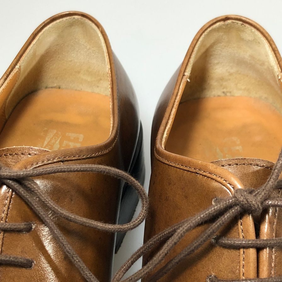 サルヴァトーレフェラガモ レザーシューズ ホールカット 6321 ラウンドトゥ カーフ ブラウン サイズUK8EEE  Salvatore Ferragamo 約26.5cm【AFC7】