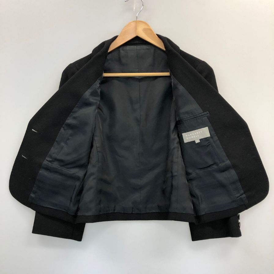 美品◆マーガレットハウエル ショートジャケット 2B ブラック レディース サイズ1 MARGARET HOWELL 【AFB14】