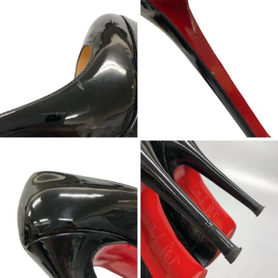 ルブタン ラウンドトゥ ハイヒール パテントレザー ブラック サイズ35 Christian Louboutin 約21.5cm【AFD1】