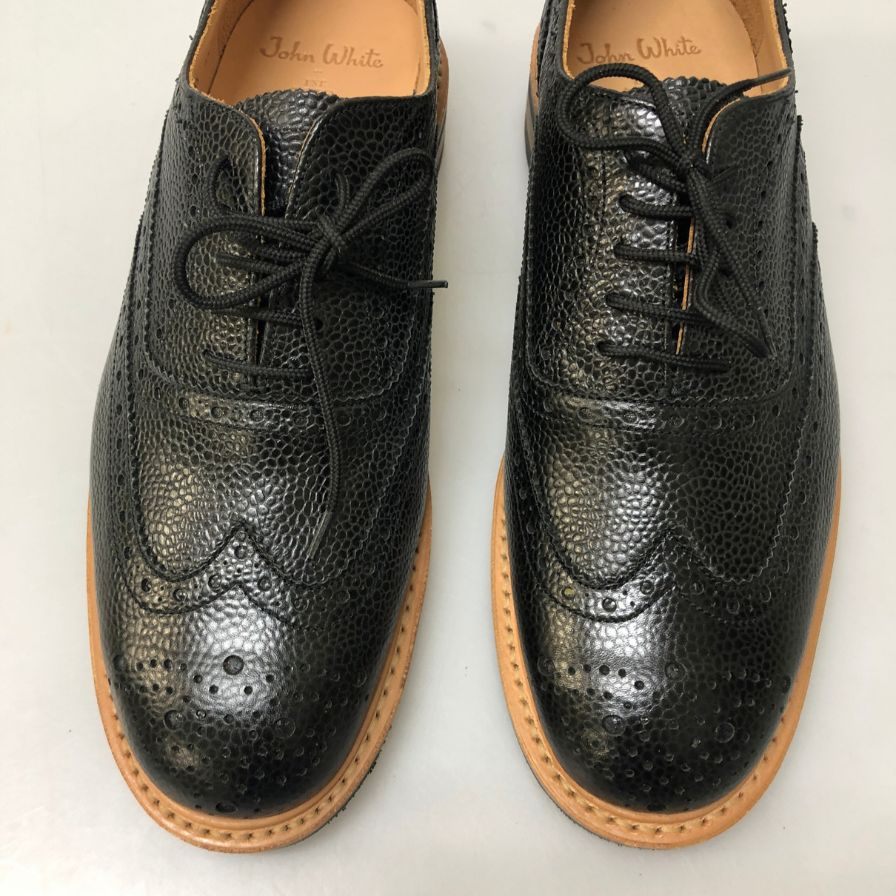 ジョンホワイト ウィングチップ レザーシューズ KB202 ブラック サイズ6.5 メンズ John White 約25.5cm【AFD4】