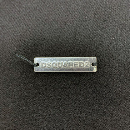 中古◆ディースクエアード ノースリーブ トップス ロゴプレート シルク100% レディース サイズ44 ブラック DSQUARED2 【AFB6】