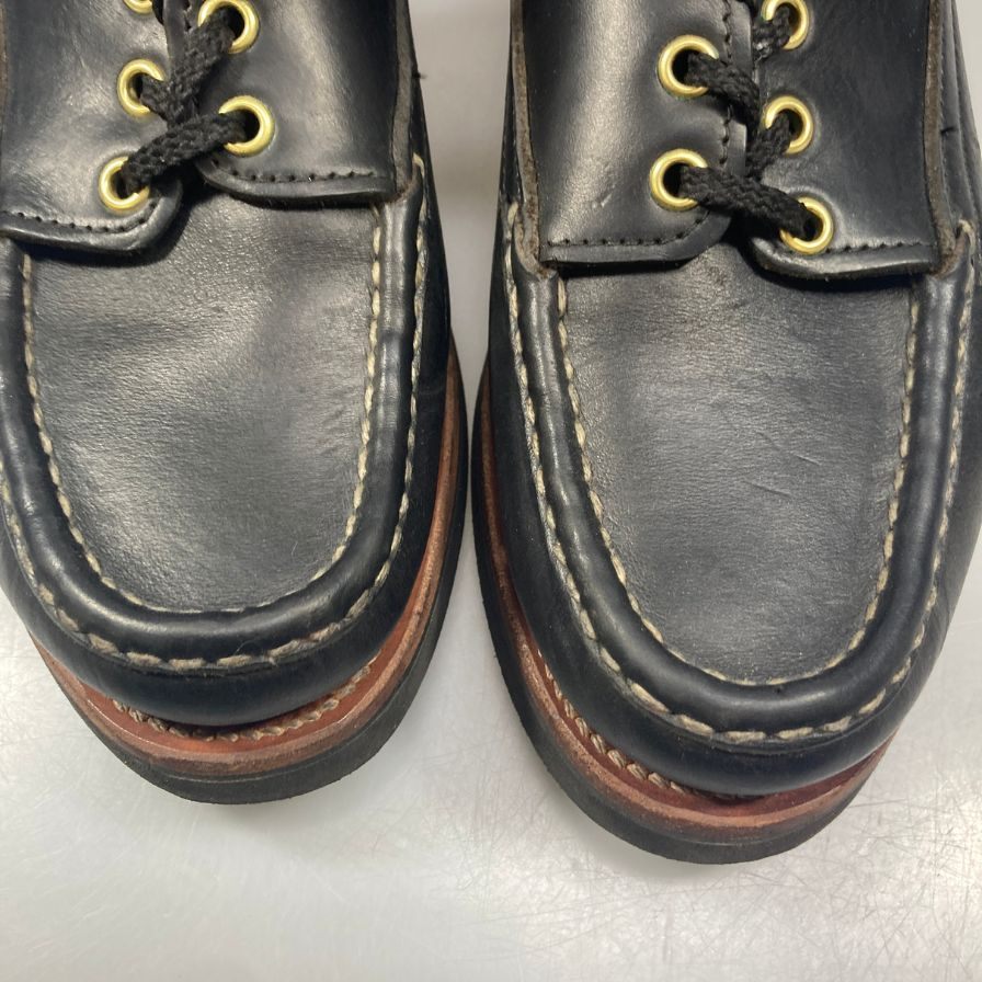 ラッセルモカシン デッキシューズ フィッシングオックスフォード カーフ メンズ ブラック サイズ7E  RUSSELL MOCCASIN 約25.0cm【AFC15】