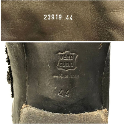 アレキサンダーマックイーン レザーブーツ ロングブーツ 23919 サイドジップ 装飾 メンズ ブラック サイズ44 Alexander McQueen 約30.0cm【AFI30】