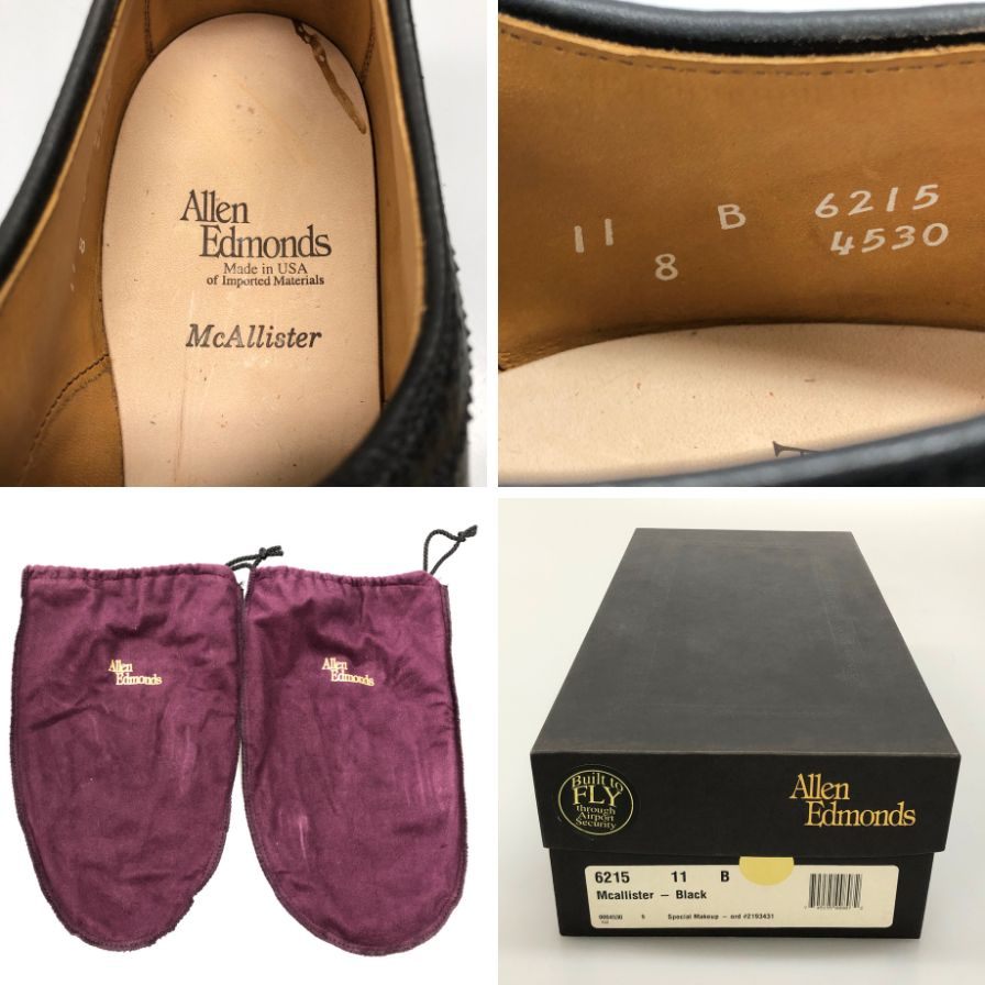 アレン エドモンズ レザーシューズ McAllister ウイングチップ シボレザー サイズ11 ブラック Allen Edmonds ビジネスシューズ 約29.0cm【LA】【中古】