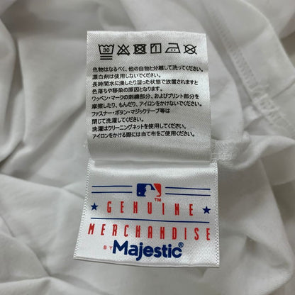 極美品◆マジェスティック Tシャツ ニューヨークヤンキース コットン ポリエステル ホワイト サイズL メンズ Majestic 【AFB34】