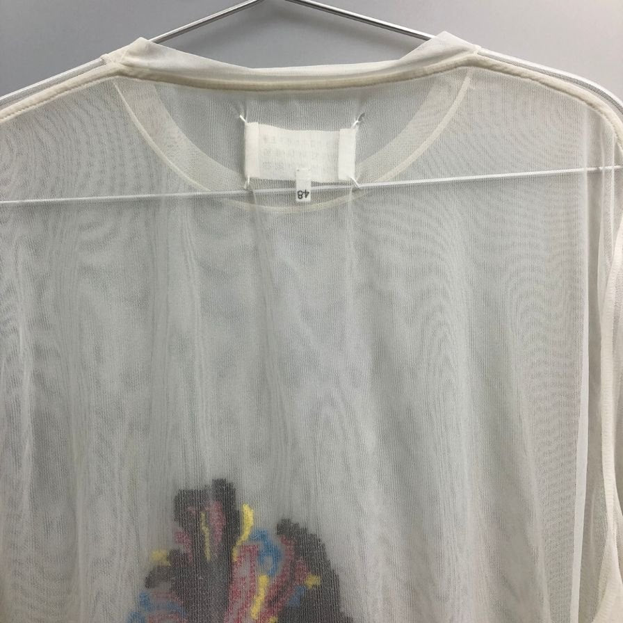 中古◆メゾンマルジェラ カットソー シアー 刺繍 長袖 メッシュ 透け スリム 10 ホワイト メンズ Maison Margiela 【AFB41】