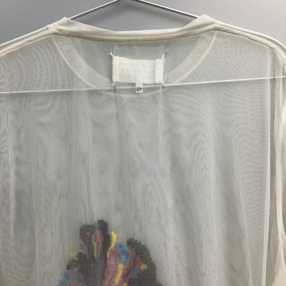 中古◆メゾンマルジェラ カットソー シアー 刺繍 長袖 メッシュ 透け スリム 10 ホワイト メンズ Maison Margiela 【AFB41】