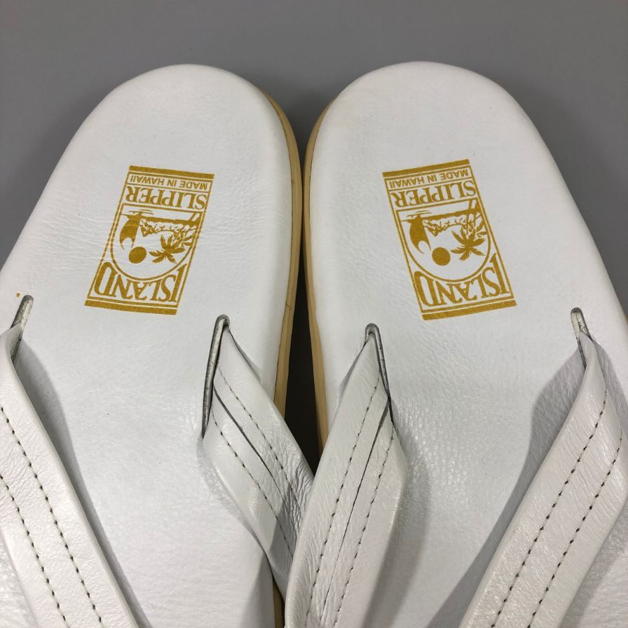 アイランドスリッパ ビーチサンダル レザー ホワイト メンズ サイズ13 ISLAND SLIPPER 約31+cm【AFC51】