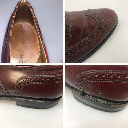 アレンエドモンズ レザーシューズ 内羽根 フルブローグ ガラスレザー ボルドー メンズ サイズ9.5 メンズ Allen Edmonds Chester 約27.5cm【AFC46】