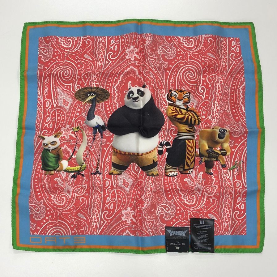 エトロ スカーフ ハンカチ カンフーパンダ レッド系 ETRO【AFI10】