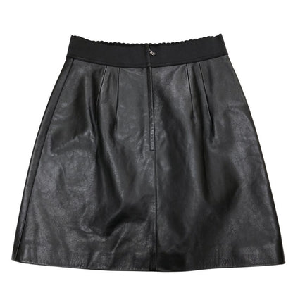 ドルチェ&ガッバーナ レザー スカート ウエストハイリブ 子牛革 レディース サイズ44 ブラック DOLCE&GABBANA【AFB29】