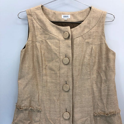 美品◆フォクシー ブティック ワンピース シルク フリンジ 装飾 デザイン ノースリーブ 22529 ベージュ レディース サイズ40 FOXEY BOUTIQUE 【AFB35】