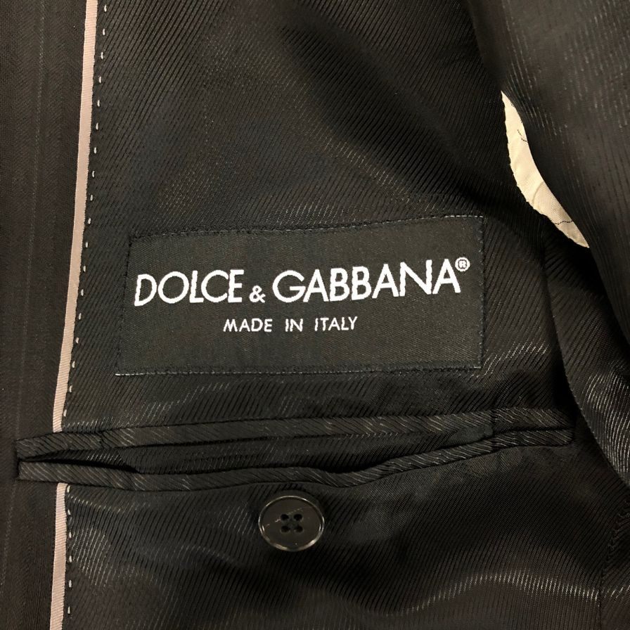 ドルチェ＆ガッバーナ MARTINI 2B ジャケット スーツ ダークストライプ メンズ サイズ46 ブラック DOLCE&GABBANA【AFA1】