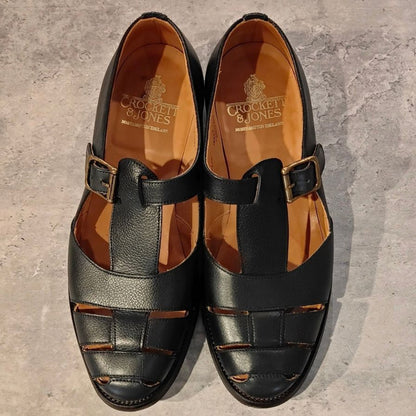 クロケット＆ジョーンズ SUBS フィッシャーマン グルカサンダル ネイビー  グレインレザー 314ラスト サイズUK8E CROCKETT&JONES ビジネスシューズ 約26.5cm【LA】【中古】