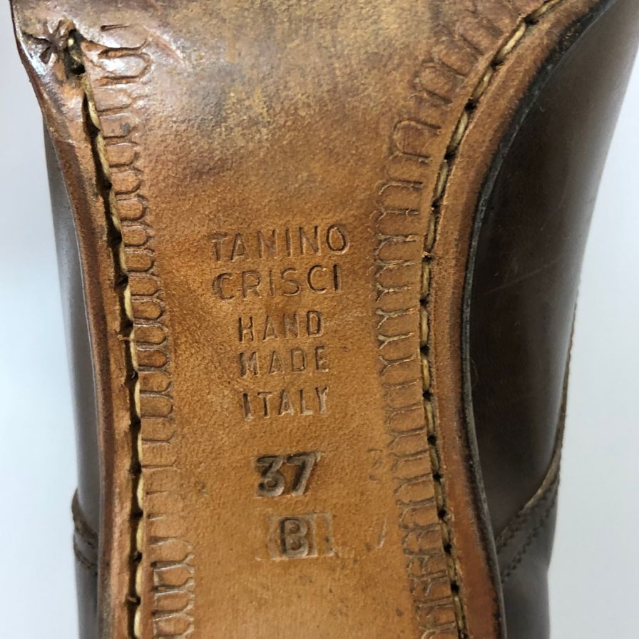 タニノクリスチー ヒールパンプス モンクストラップ ブラウン ゴールド金具 レディース サイズ37B TANINO CRISCI 約24.0cm【AFC31】