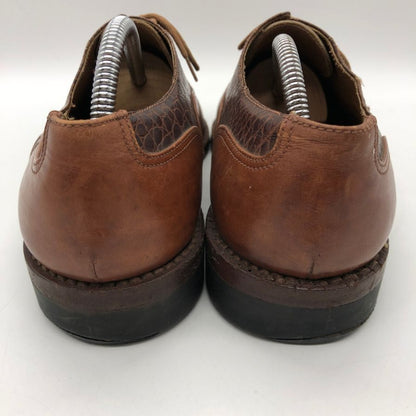 ポリーニ レザーシューズ プレーントゥ クロコ×カーフコンビ メンズ ブラウン サイズ6  POLLINI 約25.0cm【PTM3】