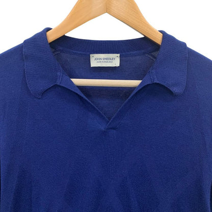 中古◆ジョンスメドレー 半袖ニットポロ スキッパー ブルー メンズ サイズL JOHN SMEDLEY 【AFB29】