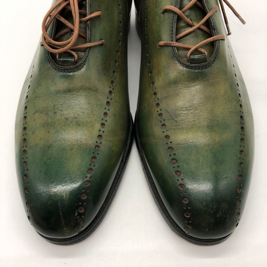 ベルルッティ ホールカット レザー メダリオン グリーンパティーヌ メンズ サイズUK6 Berluti 約24.5cm【PTM】