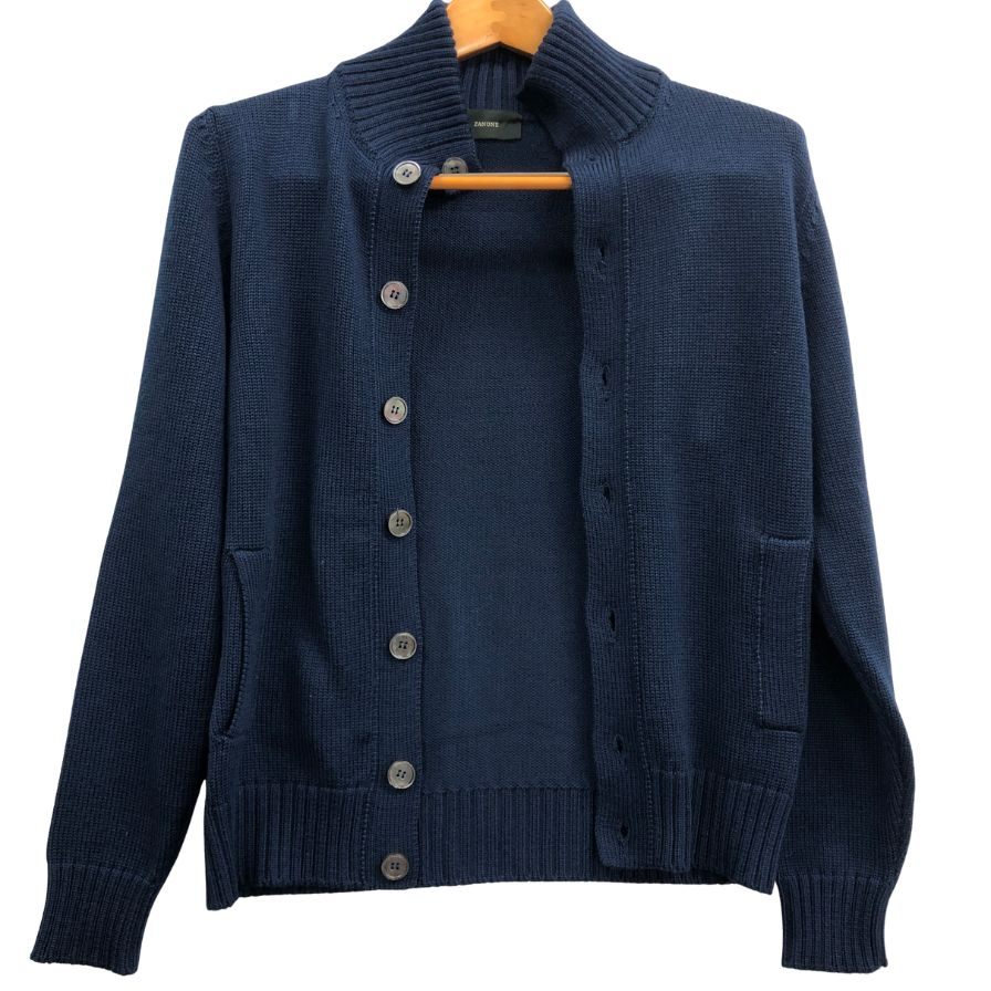 美品◆ザノーネ ニット カーディガン ウール 7ET JP1 ZC012 メンズ サイズ44 ネイビー ZANONE 【AFB16】