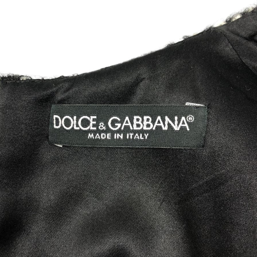 美品◆ドルチェ&ガッバーナ ノースリーブワンピース 総柄 ブラック系 レディース サイズ44 DOLCE&GABBANA 【AFB45】