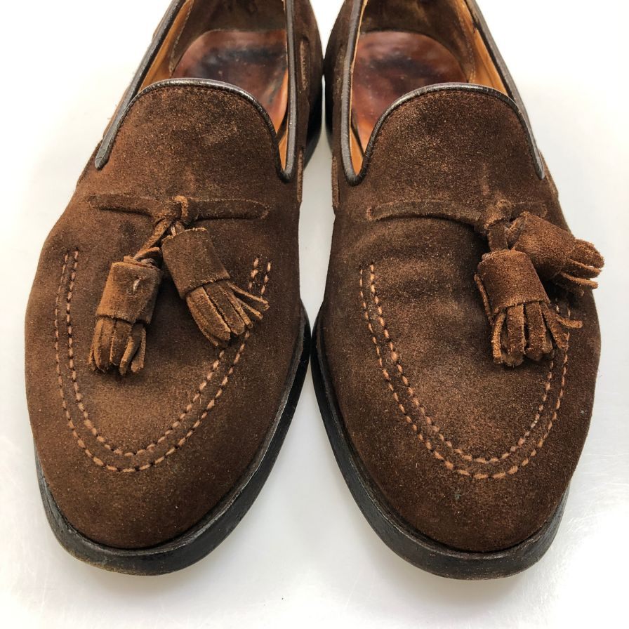 クロケット&ジョーンズ スエード タッセルローファー 6212-3095-01 ブラウン サイズ6E メンズ 革靴 CROCKETT&JONES CAVENDISH3 ローファー 約24.5cm【LA】【中古】