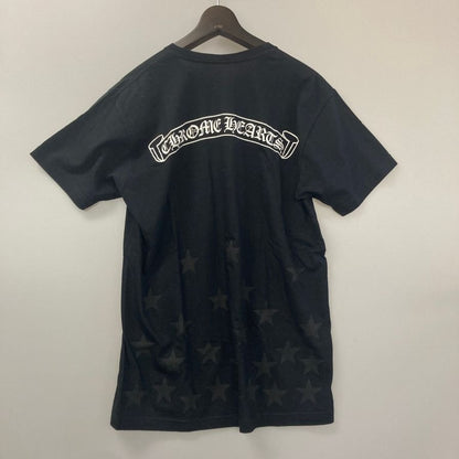 美品◆クロムハーツ Tシャツ ポケットT 胸元ロゴ 星柄 ブラック サイズL メンズ CHROME HEARTS 【AFB38】