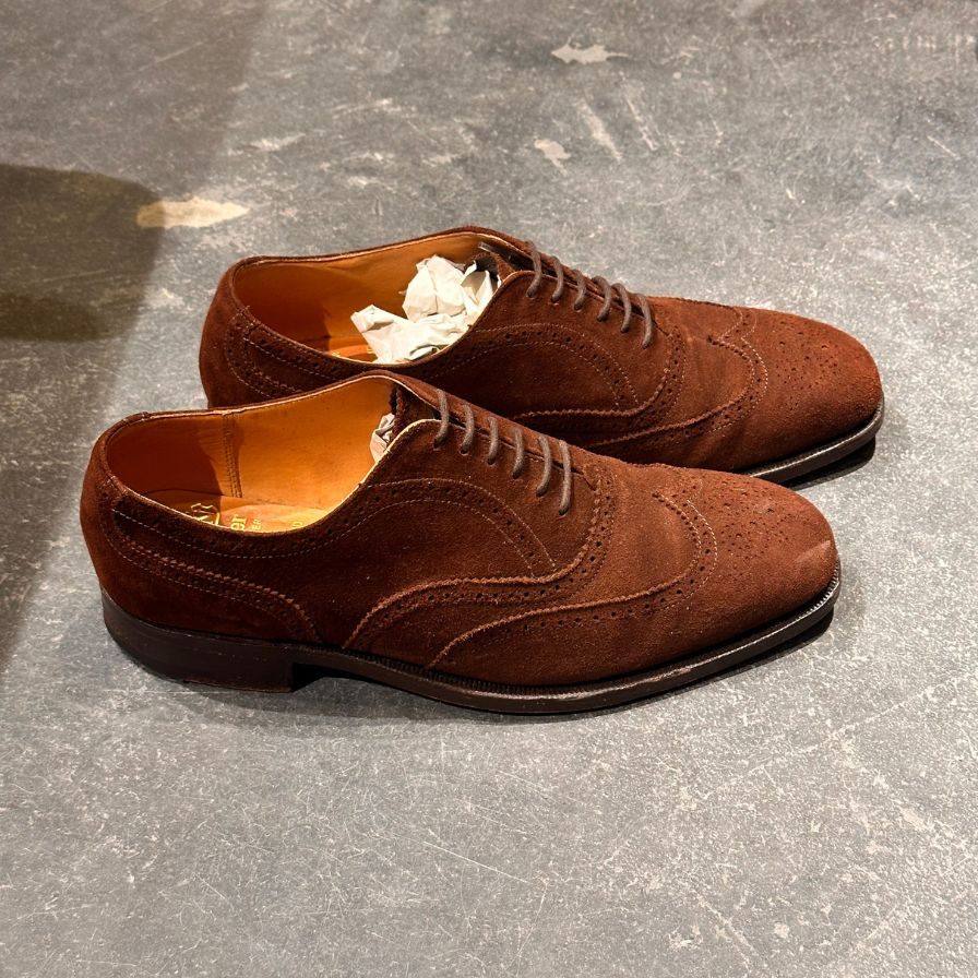グレンソン レザーシューズ 6381 フルブローグ スエード ブラウン サイズUK6.5F メンズ GRENSON ビジネスシューズ 約25.0cm【LA】【中古】