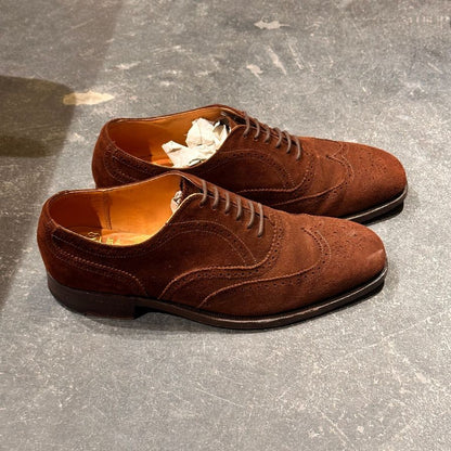 グレンソン レザーシューズ 6381 フルブローグ スエード ブラウン サイズUK6.5F メンズ GRENSON ビジネスシューズ 約25.0cm【LA】【中古】