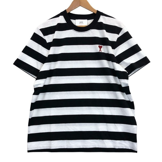 中古◆アミ パリ トップス ボーダー Tシャツ ハート刺繍 ユニセックス サイズ不明 ホワイト系 ami paris 【AFB45】