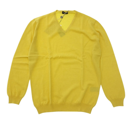 Like new◆ZANIERI Knit V-neck Cashmere Men's Size 3XL Yellow ZANIERI [AFB27] 