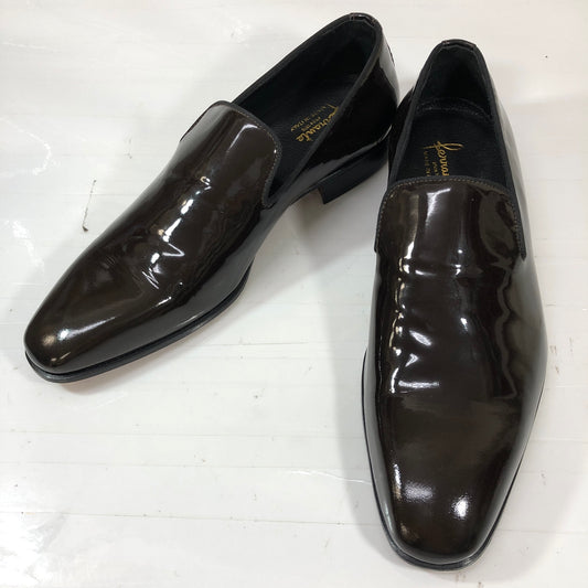 フェランテ スリッポン パテントレザー ダークブラウン メンズ サイズ7 FERRANTE 約25.5cm【AFD15】