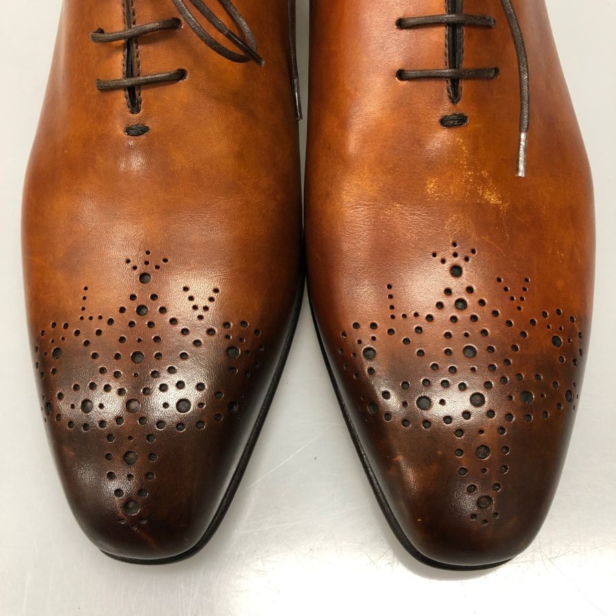 ルイヴィトン レザーシューズ ホールカット メダリオンメンズ サイズ7.5 Ｍブラウン LOUIS VUITTON 約25.5cm【AFD9】